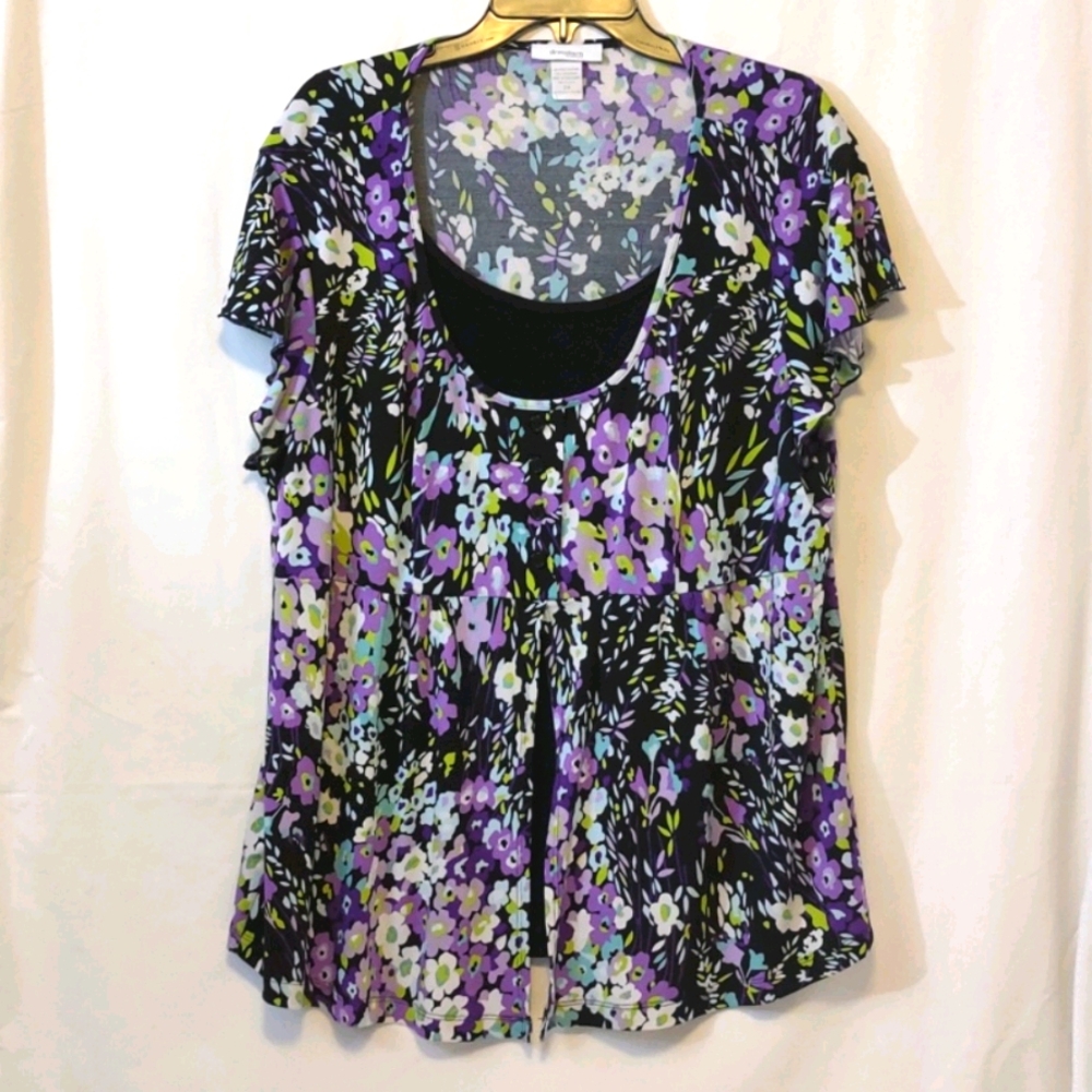 NWOT Women's Size 2X DressBarn Polyester/Spandex Shirt Multi Floral Shirt